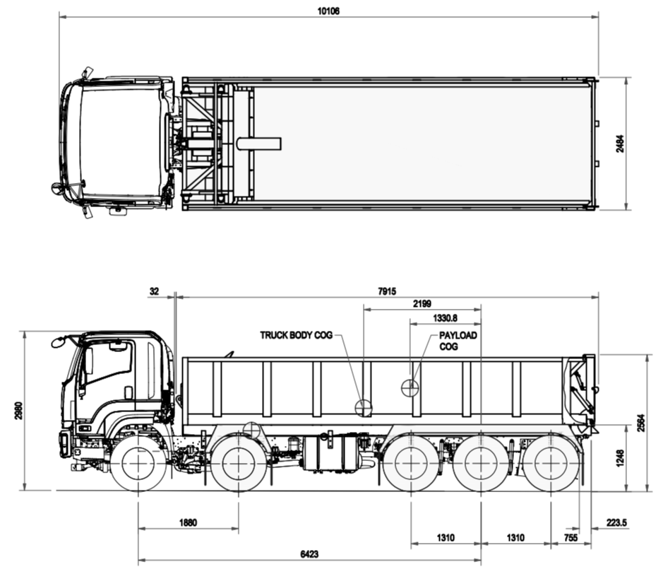 17 ton horizontal ejecting body